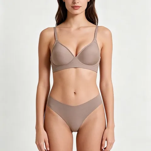 Set di Lingerie Senza Cuciture da Donna Set Reggiseno E Slip Senza Ferretto Comfort Biancheria Intima Sottile in Nylon