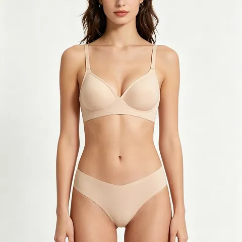 Set di Lingerie Senza Cuciture da Donna Set Reggiseno E Slip Senza Ferretto Comfort Biancheria Intima Sottile in Nylon