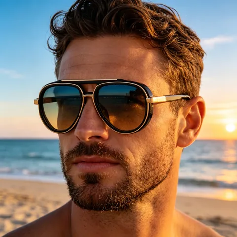 Occhiali Da Sole Aviator Retro Da Uomo Montura Mista Metallo Plastica Protezione UV400 Moda Guida All'aperto