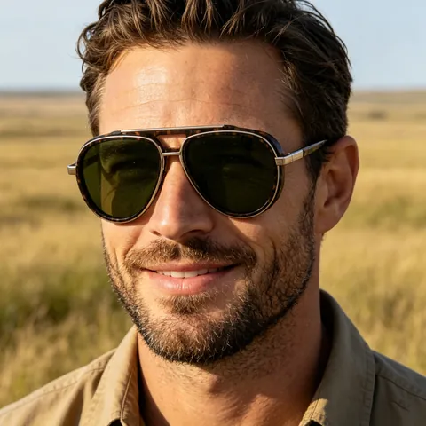 Gafas de Sol Piloto Vintage Para Hombre Montura Metálica Doble Puente Protección UV400 Conducción Moda Estilo Gafas
