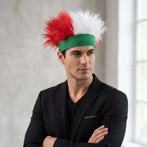 Plush Mohawk Fan Wig Headband Tricolor Sports Cheering Headpiece National Flag Colors For World Cup Carnival Party Supplies