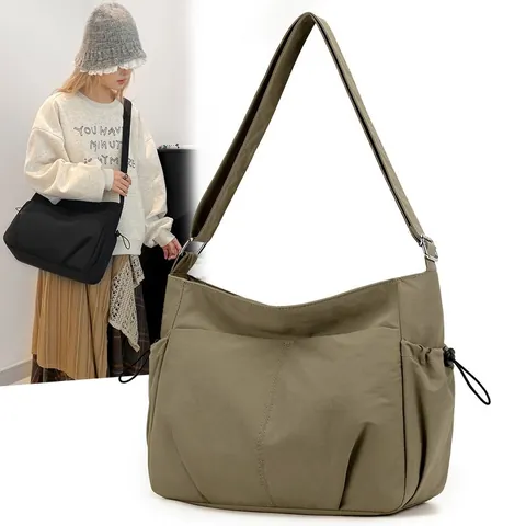 Bolso Bandolera de Nailon para Mujer Repelente al Agua Multibolsillo Ligero Casual Bolso de Hombro Con Correa Ajustable Diario
