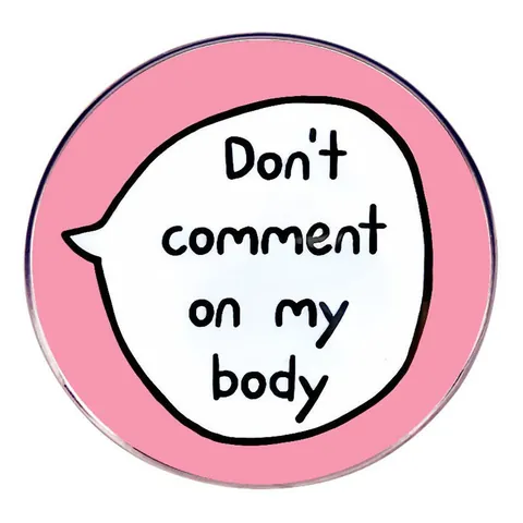 Χιουμοριστική Καρφίτσα από Κράμα Don't Comment On My Body Ροζ Σύννεφο Λόγου Στρογγυλό Μεταλλικό Σήμα για Ρούχα Αξεσουάρ Τσάντας