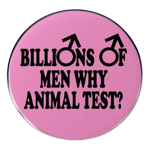 Pink Round Alloy Brooch Billions Of Men Why Animal Test Social Statement Badge Pin For Clothes Bags Statement Jewelry