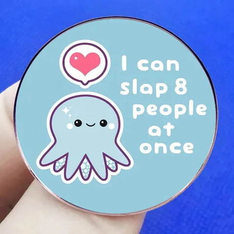 Humorvoller Cartoon Oktopus Anstecknadel Abzeichen Legierung Runde Brosche Ich Kann 8 Leute Auf Einmal Schlagen Für Rucksack