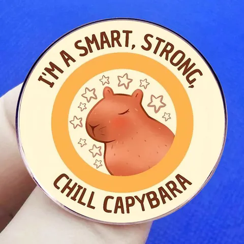 Süße Smart Strong Chill Capybara Emaille Pin Runde Cartoon Tier Legierung Abzeichen Brosche Für Rucksack Kleidung Hut Schmuck Geschenk