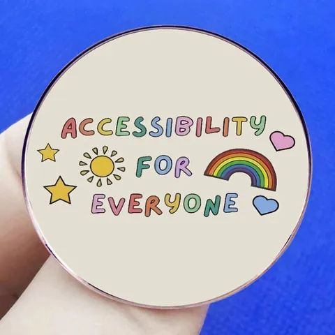 Accessibility For Everyone Round Metal Brooch Positive Slogan Alloy Pin Rainbow Sun Heart Badge For Bags Clothing Pin