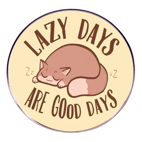 Cartoon Sleeping Cat Alloy Round Brooch Lazy Days Are Good Days Enamel Pin Badge For Backpack Hat Clothing Accessories