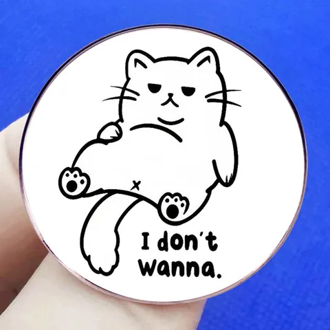 Humorvoller Cartoon Faule Katze Emaille Pin I Don't Wanna Buchstaben Brosche Legierung Abzeichen Dekoration Für Rucksack Kleidung Unisex Schmuck Zubehör