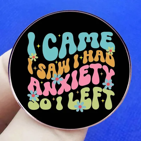 I Came I Saw I Had Anxiety So I Left Spilla Tonda in Lega Retro Pop Art Scritta Distintivo Pin per Vestiti Borsa Zaino Accessorio