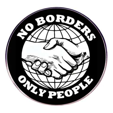 Runde Emaille Brosche No Borders Only People Slogan Legierung Abzeichen Für Kleidung Rucksack Hut Minimalistischer Schmuck