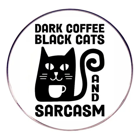 Schwarze Katze Trinkt Kaffee Emaille Pin Dark Coffee Black Cats And Sarcasm Sarkastisch Anstecknadel Legierung Brosche Schmuck Alltag