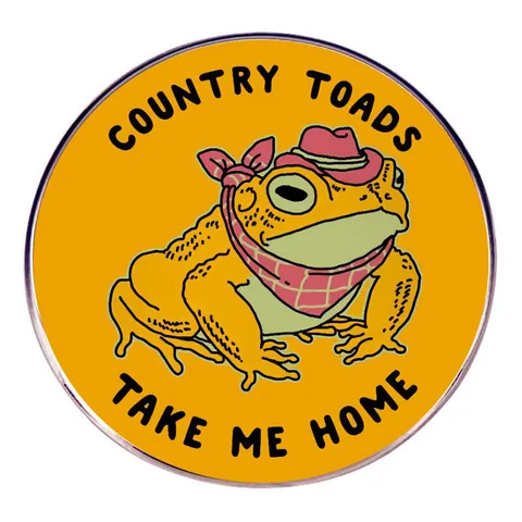 Cartoon Country Toad Take Me Home Round Enamel Pin Badge Alloy Cowboy Hat Frog Brooch For Bags Clothing Decoration Gift