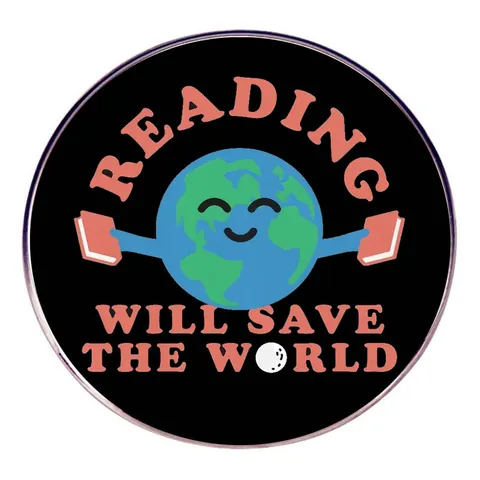 Spilla in Lega Smaltata Cartone Animato Terra Libro Reading Will Save The World per Zaino Vestiti Distintivo Regalo Studenti Gioielli