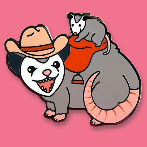 Funny Cowboy Opossum Enamel Pin Cartoon Animal Badge Western Style Alloy Brooch For Backpack Clothing Accessories Decorative Jewelry