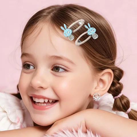 Fermagli per Capelli a Forma di Coniglio Cartoon per Ragazze Dolci Fermagli BB in Tessuto Intrecciato Accessori per Capelli