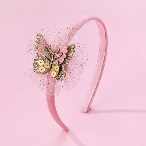 Serre-Tête Papillon Rose Pour Enfants Avec Paillettes Et Maille Accessoires Cheveux Princesse Pour Fête Anniversaire Filles