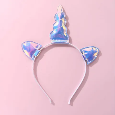 Süßes Cartoon Einhorn Stirnband Holographischer Stoff Haarreif Süßer Party Kopfschmuck Für Mädchen Baby Kinder Haarschmuck