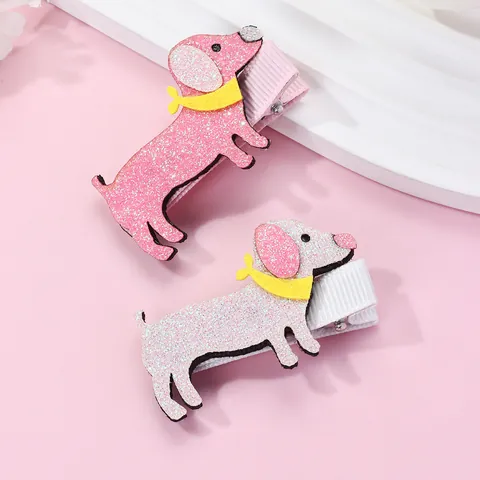 2 Pcs Set Kids Cartoon Animal Hair Clips Cute Glitter Rabbit Dog Goldfish Duckbill Clips Sweet Hair Accessories For Girls