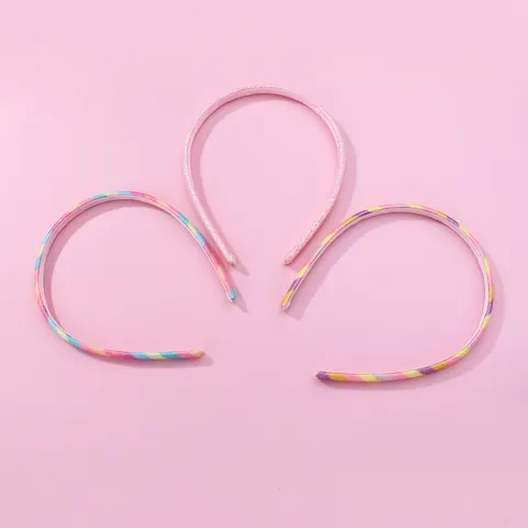 Serre-tête Pailleté Arc-en-ciel Et Rose Pour Filles Doux Bandeaux Cheveux Colorés Enveloppés De Tissu Accessoires Quotidien