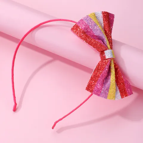 Kids Sweet Colorful Glitter Bow Headband Princess Large Rainbow Bowknot Headpiece For Girls Birthday Party Accessories