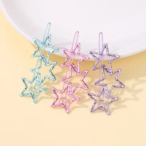 Douce Barrette à Cheveux Étoile Creuse en Alliage Métallique Pentagramme Épingle à Cheveux Pour Enfants Filles Coiffe Quotidienne Accessoires Cheveux