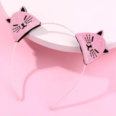 Pink Sequin Cat Ear Headband For Kids Cartoon Animal Hair Band Cute Glitter Hair Hoop Party Hair Accessories For Girls