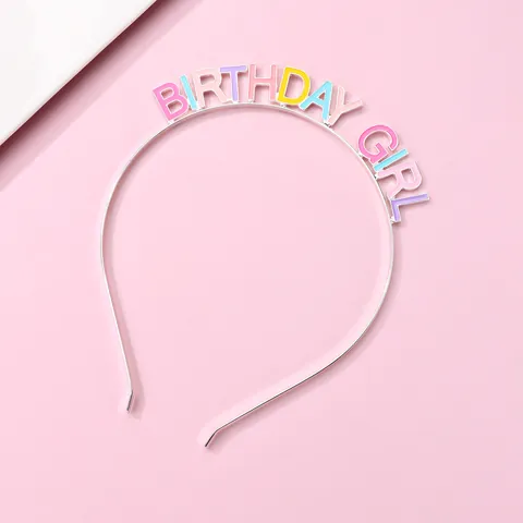 Cerchietto per Capelli Birthday Girl in Lega con Lettere Colorate e Smalto Accessorio per Capelli per Feste di Compleanno