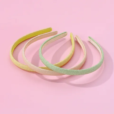 Children's Minimalist Fabric Glitter Headbands Sweet Anti-Slip Hair Accessories For Kids Girls Daily Hair Styling Decorative Headwear