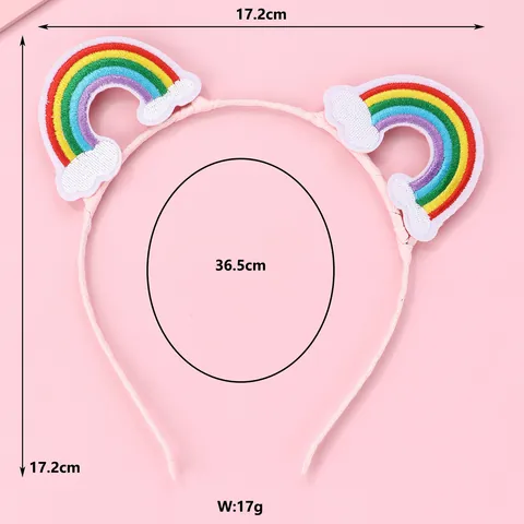 Kids Sweet Embroidered Rainbow Cloud Headband Pink Fabric Wrapped Hair Hoop Cute Cartoon Hair Accessories For Girls Daily Party
