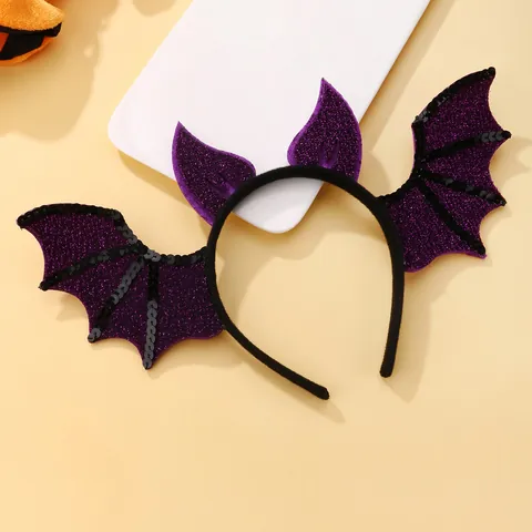 Cerchietto Creativo con Ali di Pipistrello per Halloween con Lustrini e Corna da Diavolo per Costumi di Festa Bambini