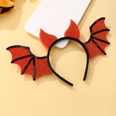 Cerchietto Creativo con Ali di Pipistrello per Halloween con Lustrini e Corna da Diavolo per Costumi di Festa Bambini