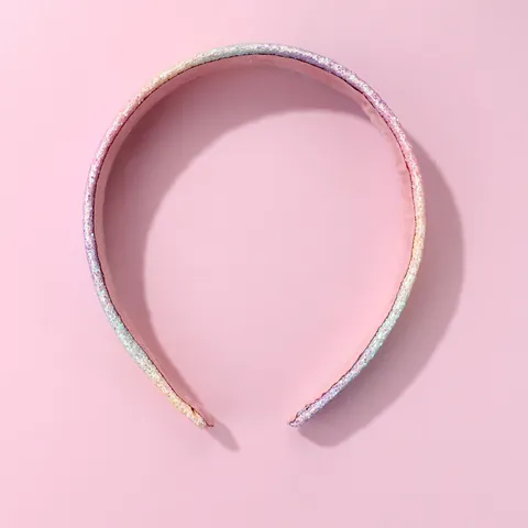 Sweet Kids Rainbow Glitter Headband Handmade Sequined Fabric Hair Accessory With Pink Velvet Lining For Girls Daily Party Gift