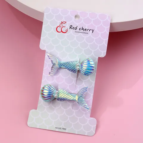 Barrettes à Cheveux Lumineuses Queue de Sirène et Coquillage pour Enfants Filles Série Océan Paillettes Accessoires de Coiffure
