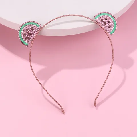 Serre-tête Rose Doux Enfants Pastèque Brodé Paillettes Fruit Bandeau Cheveux Accessoires en Tissu Mignon pour Filles