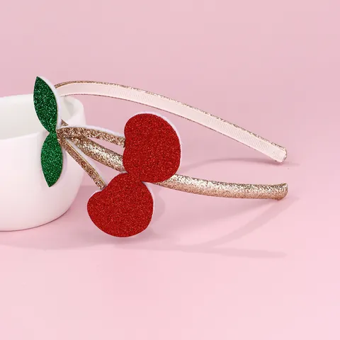 Diadema Dulce de Fruta con Purpurina Cereza Fresa para Niñas Hecha a Mano Banda para el Cabello Brillante Accesorios de Fiesta