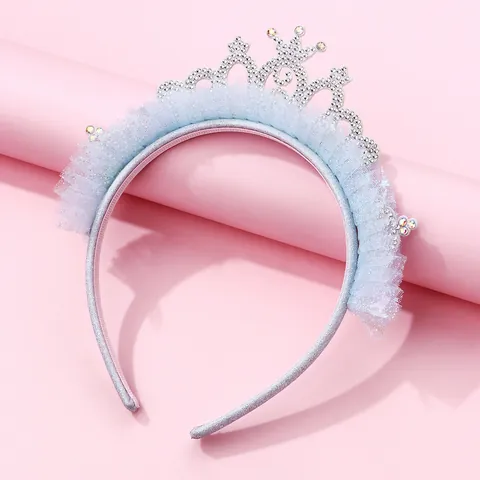 Cerchietto a Corona da Principessa per Bambini con Strass Scintillanti e Rete Dolce Fascia per Capelli per Ragazze Festa Spettacolo Accessori