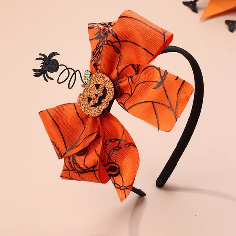 Serre-Tête Araignée Citrouille Halloween Pour Enfants Fête Festif Impression Toile d'Araignée Orange Noir Accessoire De Coiffure Pour Célébration