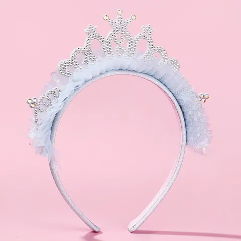 Cerchietto a Corona da Principessa per Bambini con Strass Scintillanti e Rete Dolce Fascia per Capelli per Ragazze Festa Spettacolo Accessori