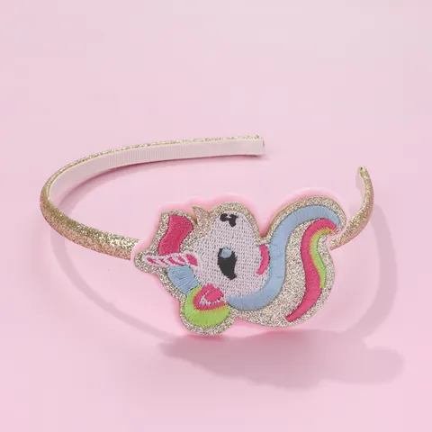 Kinder Cartoon Einhorn Stickerei Haarband Glitzer Rutschfest Haarreif Süße Prinzessin Haarschmuck Für Mädchen Party