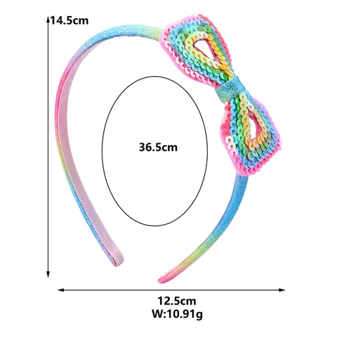 Rainbow Gradient Sequin Bow Headband For Kids Girls Non Slip Sweet Glitter Hair Band Princess Hair Accessories Headwear