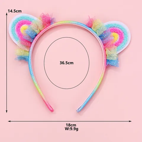 Serre-tête Oreilles De Chat Arc-en-ciel Pour Filles Enfants Volants En Tulle Paillettes Antidérapant Accessoires De Cheveux Fête