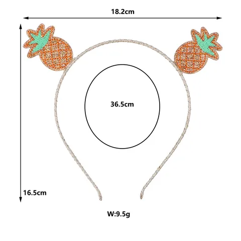 Sweet Pineapple Sequin Embroidery Headband For Kids Girls Fruit Style Sparkly Non-Slip Hair Accessories Pink Gold Headband