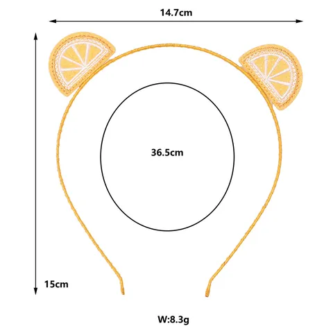 Childrens Sweet Lemon Fruit Embroidered Headband Simple Fresh Yellow Fabric Hair Band For Kids Girls Hair Accessories
