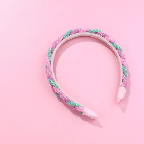 Handmade Braided Headband For Girls Sequins Glitter Twist Braid Non-Slip Hair Band Sweet Hair Accessories Kids Women Jewelry