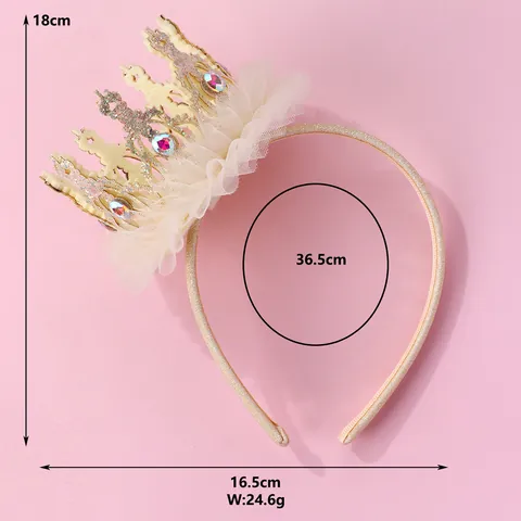 Zoete Prinses Kant Kroon Haarband Voor Kinderen Met Goud Glitter Gaas En Strass Verjaardagsfeestje Prestaties Haaraccessoires