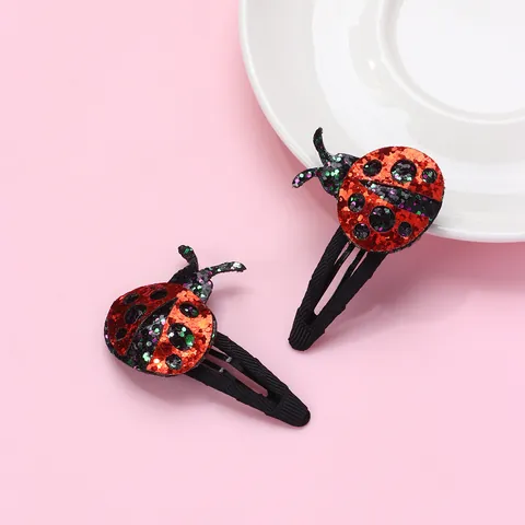 Cartoon Ladybug Sequin Hair Clips For Kids Girls Cute Red Black Animal Shape BB Clips Non-Slip Hair Accessories