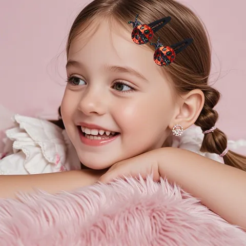 Cartoon Ladybug Sequin Hair Clips For Kids Girls Cute Red Black Animal Shape BB Clips Non-Slip Hair Accessories