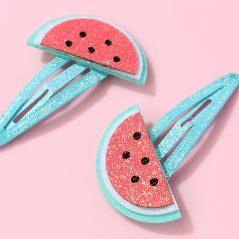 Sweet Glitter Watermelon Hair Clips For Kids Girls Fresh Fruit BB Bangs Clip Non Slip Handmade Hair Accessories For Daily School