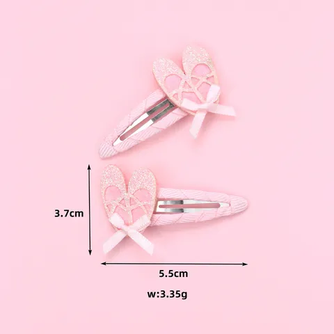 Pink Ballet Shoes Hair Clips For Kids Girls Bowknot Glitter Ribbon Wrapped BB Clips Decorative Hairpins Hair Accessories